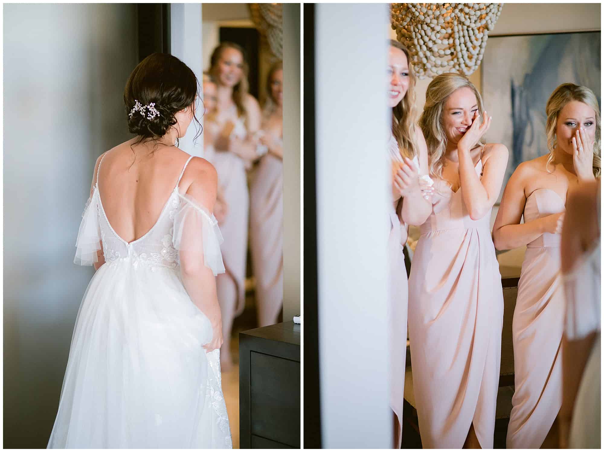 first look with bridesmaids